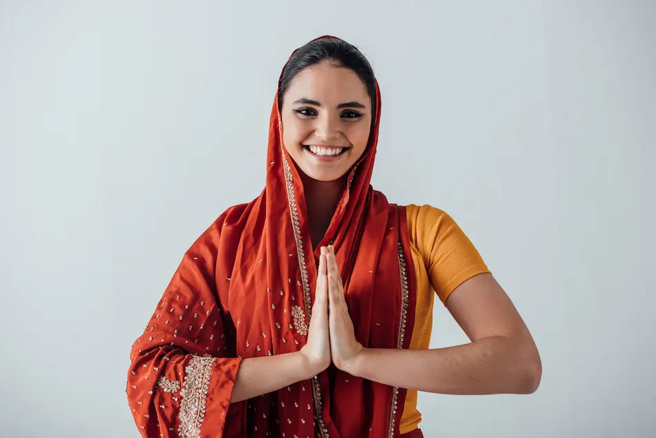 Indian woman wearing a Dupatta hijab