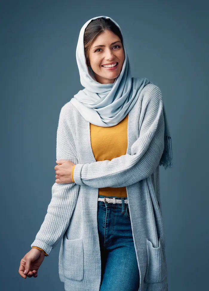 Hijabi style woman with jeans