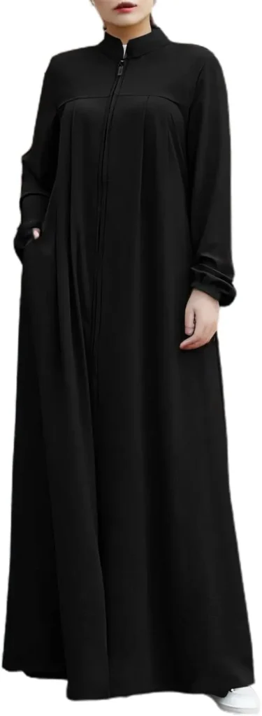 Black Abaya Front Zipper