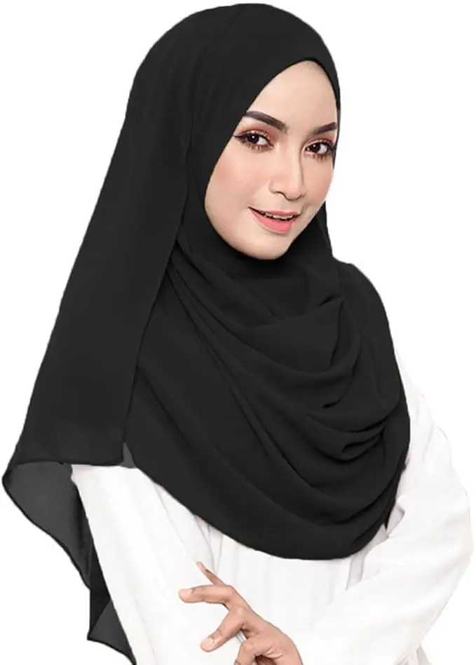 Black chiffon hijab woman