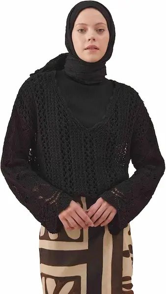 European young woman in a Black crinkle hijab